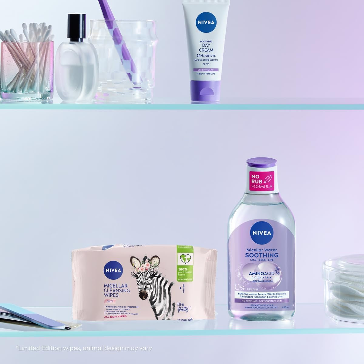 Limited Edition Micellar Cleansing Wipes (25Pcs), Biodegradable Wipes with Micellar Technology, Facial Wipes Effectively Removes Waterproof Make-Up and Mascara